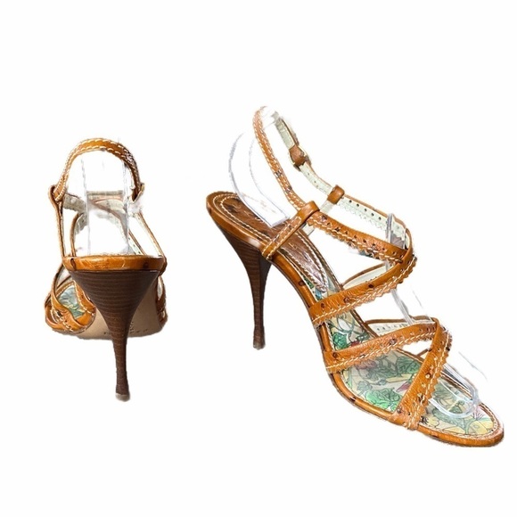Casadei ostrich leather heeled sandals SZ 8.5 - Picture 3 of 8